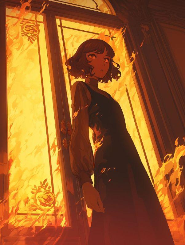 火灾老公去客厅救妻子